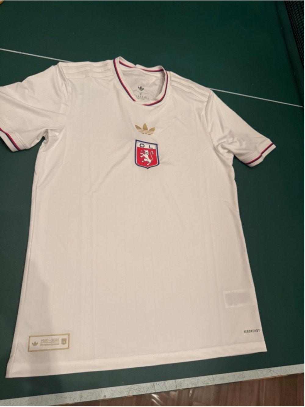 New, Men's Adidas Olympique Lyonnais Jersey, size M, 75 anniversary